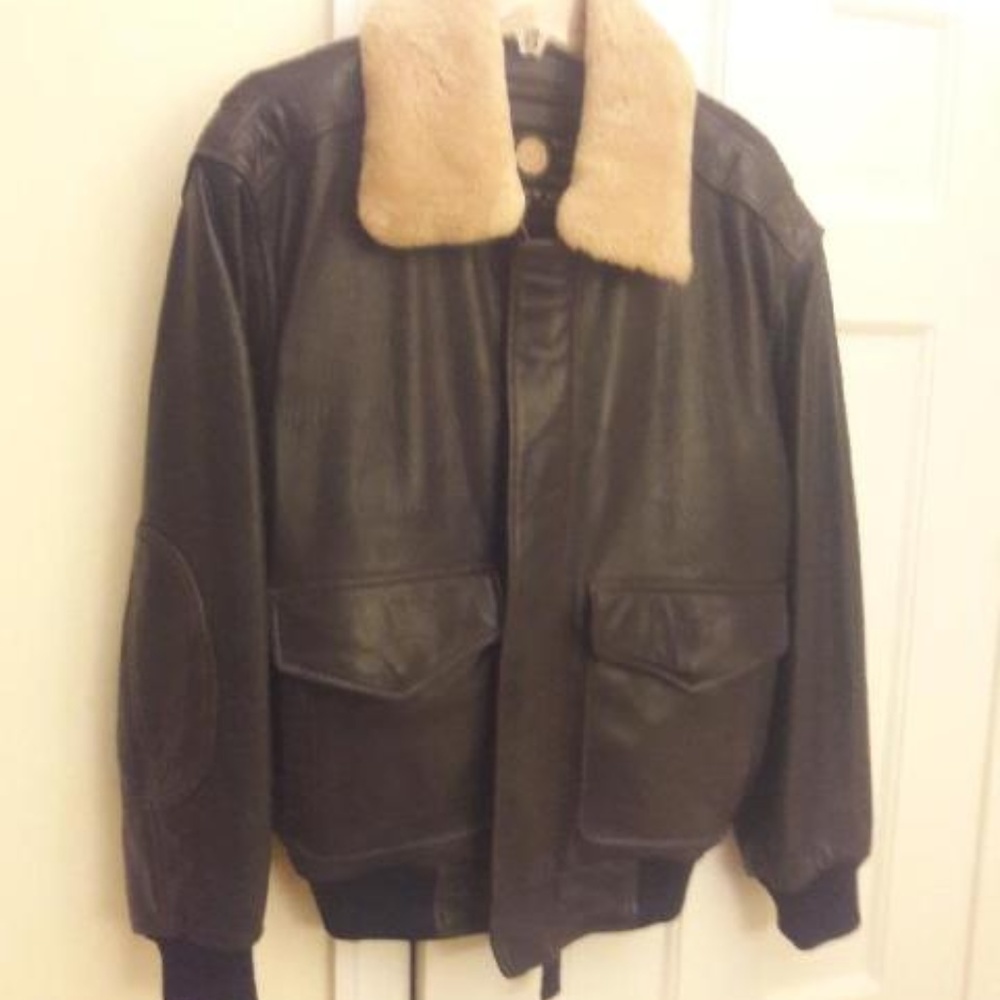 Marc Men's Leather Jacket with shearling collar